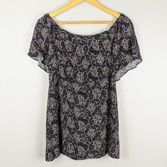 Free People Patterned Ruffle Off the Shoulder Top - Picture 1 of 7